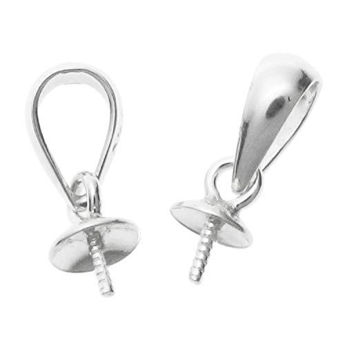 12 pcs .925 Sterling Silver Bail Pin With 5mm Cup Pearl Pendant Connector