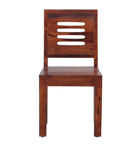 Image of Sheesham Wood Dining Chairs Set Wooden Chairs Without Cushion for Study Room Living Room Home (Set of 2, Honey Finish)