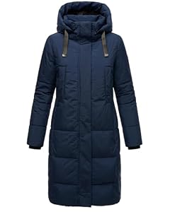 MARIKOO Damen Winter-Steppmantel Laryaa XVI mit Abnehmbarer Kapuze