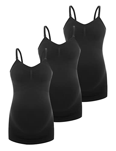 Image of HOFISH Support Nursing Tank Tops for Breastfeeding, Comfort Stretch Maternity Camisoles with Built in Bra