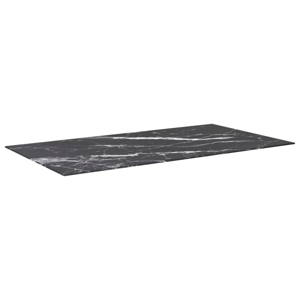vidaXL Tischplatte Ersatztischplatte Marmorplatte Glasplatte für Esstisch Couchtisch Gartentisch Schwarz 120x65cm 8mm Hartglas in Marmoroptik