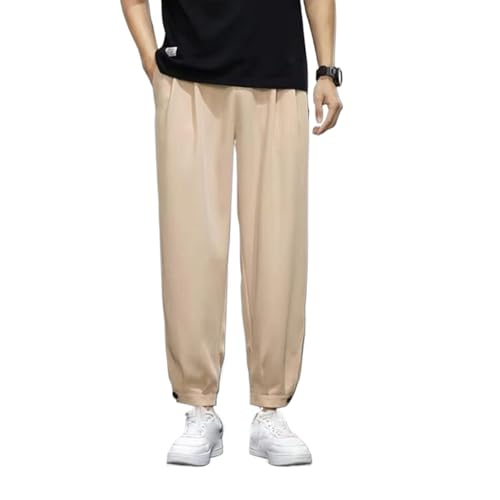 Pantalon d'été pour homme WOLONG à poche zippée et bouton, coupe droite fluide