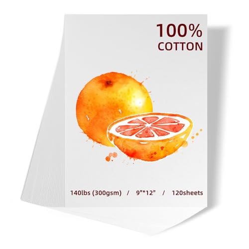 FEITAKE 9x12 Watercolor Paper 120 sheets 100% cotton 140lb cold press
