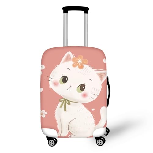 Housse valise protection L chat blanc protege valises bagages voyage couverture lavable