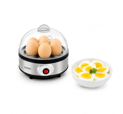 Image of BALTRA Egg Boiler Electric 350 Watt with Automatic Shut Down & Boil Dry Protection | 7 Egg Capacity, Removable Egg Tray, Stainless Steel Body & Heating Plate, Easy to Use