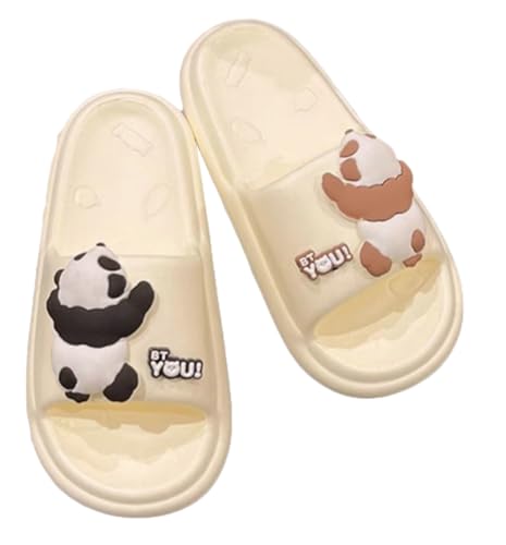 Summer Platform Sandals for Women Adorable Cartoon Pandas Pattern Slippers Versatile Open Toe Shower Causal Anti-slip Shoes