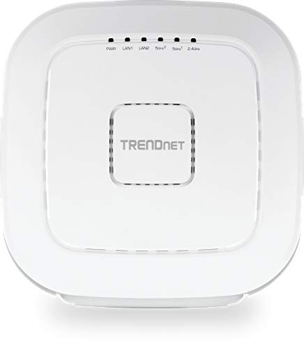 Image of TRENDnet AC2200 Tri-Band PoE+ Indoor Wireless Access Point, 867Mbps WiFi AC + 400Mbps WiFi N Bands, Wave 2 MUMIMO, Client Bridge, WDS, AP, WDS Bridge, WDS Station, Repeater Modes, White, TEW-826DAP