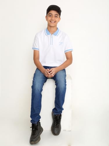 Image of TotzTouch Boys Premium Polo Collar Tshirt Combo with Zipper Closure Color White & Black Age 6 Years to 15 Years