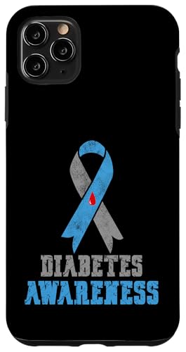 Vintage Diabetes Awareness Blue and Grey Ribbon �X�}�z�P�[�X iPhone 11 Pro Max �p