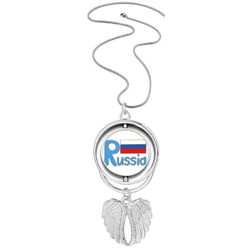 Collier drapeau russe et ailes d'ange en acier pour homme et femme