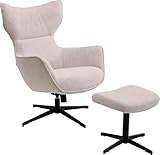 Kare Design Drehsessel + Hocker Jules, Beige, Sessel mit Ottoman, Sitzmöbel, 360 ° Drehbar, 46 cm Sitzhöhe, Polsterstuhl