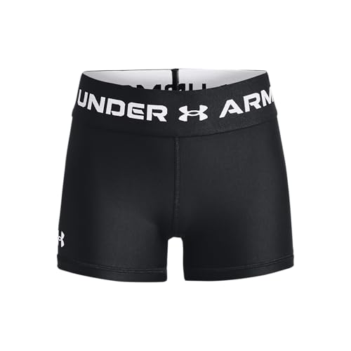 Under Armour Girls' HeatGear Armour Shorty, (001) Black / / White, Youth Small