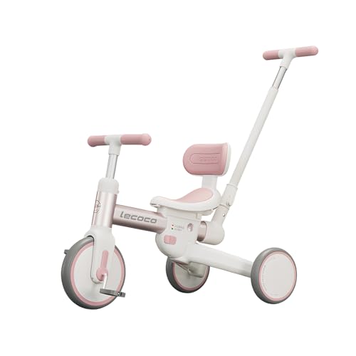 Gorocking 三輪車 一台四役 4in1 カジキリ押し棒付き 3色 組み立て簡単 対象年齢1.5～5歳 (PRO, ピンク)