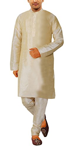 Kurta de seda dorado pijama masculino para regalo de bodas y festivales