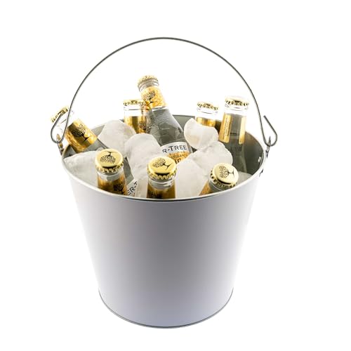 Koala Spain (6 Unidades) Cubos de metal con asa, Color Blanco, Cubitera para Enfriar 8 Cervezas, 5 Litros