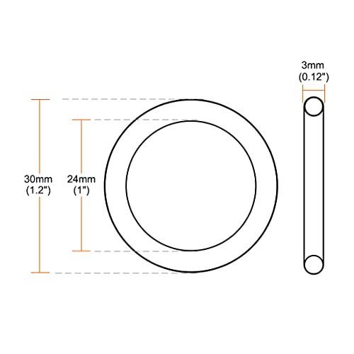 Uxcell Silicone O-Rings, 30Mm Od 24Mm Id 3Mm Width Vmq Seal Gasket For Compressor Valves Pipe Repair, White, Pack Of 30 #TOP1