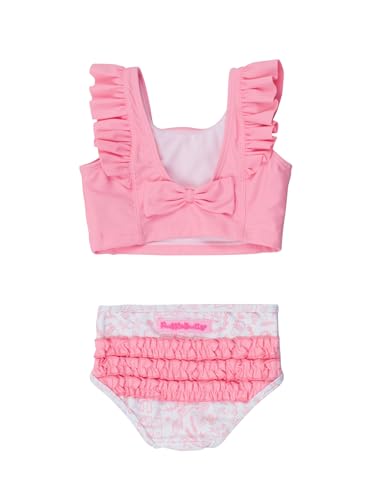 Image of RuffleButts Girls UPF50+ Sun Protection One Shoulder Ruffle Tankini Two Piece Swimsuit