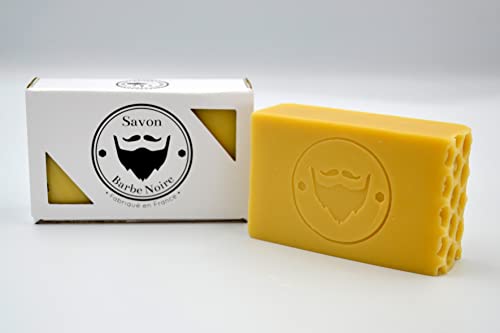 SAVON BARBE NOIRE - Le Savon #4 - Savon Artisanal Saponifié à Froid - Made in France - Parfum Miel - 90 g