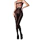 HTRUIYATY Damen Bodystocking UltradüNner Sexy Full Body Stockings Mit Leopard Print Halter Bodystocking GläNzende öL GanzköRper Strumpfhose