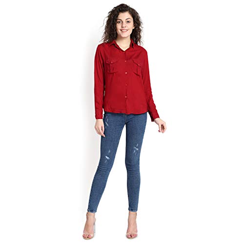 Image of C.Cozami Casual Long Sleeves Double Pocket Women's Rayon Shirts