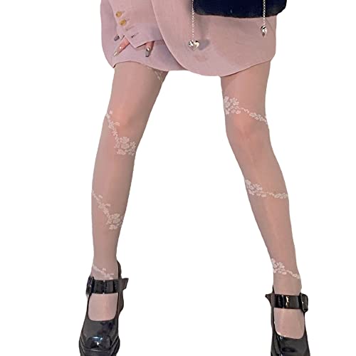 Women's Tights Fishnet Rose Flower Pantyhose High Waist Stockings Summer White Lolita Fishnet Stockings
