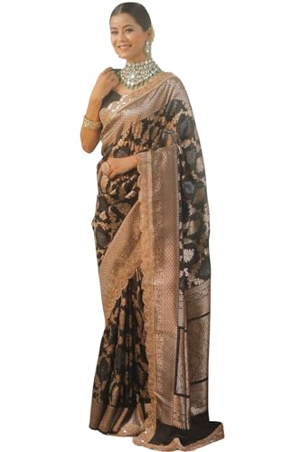 Image of SGF11 Women's Kanjivaram Pure Soft Silk Saree With Blouse Piece