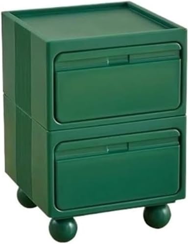 Multi-Functional 2-Tier Stackable Plastic Side Table with 2 Drawers - Versatile Nightstand &amp; Small Coffee Table for Home Storage, Stylish &amp; Practical (Multi-Colored)