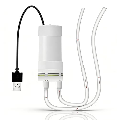 joonnair Mini Pompa Elettrica ad Acqua USB 5V Autoadescante, Pompa a Vuoto con Tubo 6 mm, Portata 2,5 L/min, Altezza 1 m, con Filtro, per Acquario, Casa, Giardino, Uso Portatile