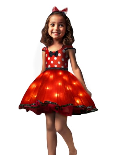Light Up Baby Girls Dress Up Clothes Toddler Halloween Costume Birthday House Cosplay Bebe Party Outfit Red