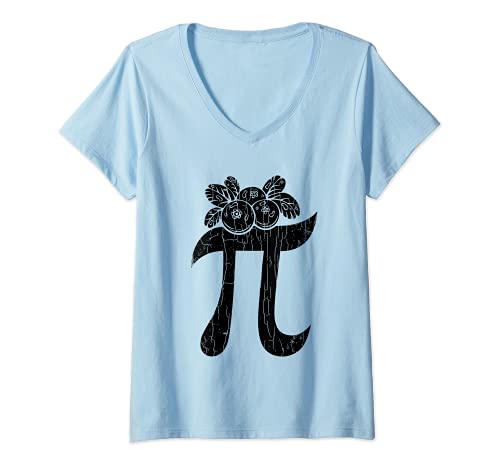 Donna Blueberry Pi Giorno Divertente Berry Lover Eater Grafica Maglietta con Collo a V