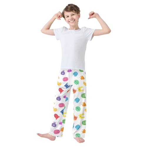 Boys' Pants Cartoon Funny Monster Cute Long Bottoms Jogger Pants Elastic Waist Trousers with Pockets S-XL2
