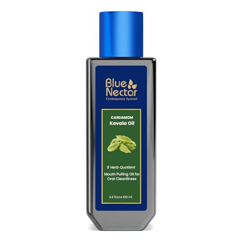 Image of Blue Nectar Cardamom Mint Oil Pulling for Mouth | Ayurvedic Mouth Freshener & Mouthwash | Natural Pulling Oil for Cool Fresh Breath & Daily Oral Care (9 Herbs, 100ml)