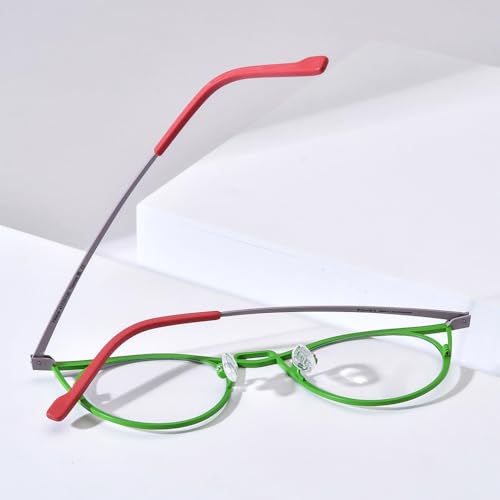 Image of FONEX Colorful Pure Titanium Glasses Frame Women Retro Round Eyeglasses F85782
