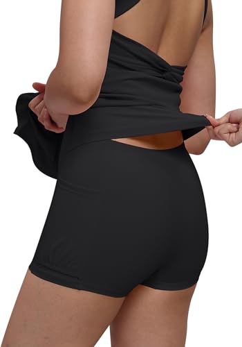 Womens Tennis Workout Dress with Easy Bathroom Shorts Romper Cut Out Twisted Athletic Dresses for Women3