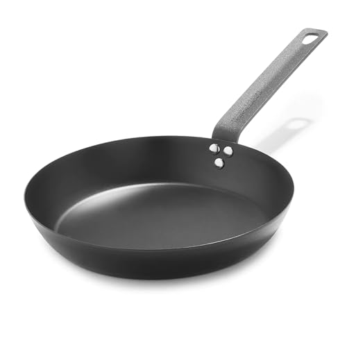 Merten & Storck Pre-Seasoned Carbon Steel 10” Frying Pan Skillet, Use on Induction, Stove and Grill, Durable, Even-Heating, for Searing, Grilling, Oven Use, and Campfire, Indoor/Outdoor by Merten & Storck - Used condition - US$40.72