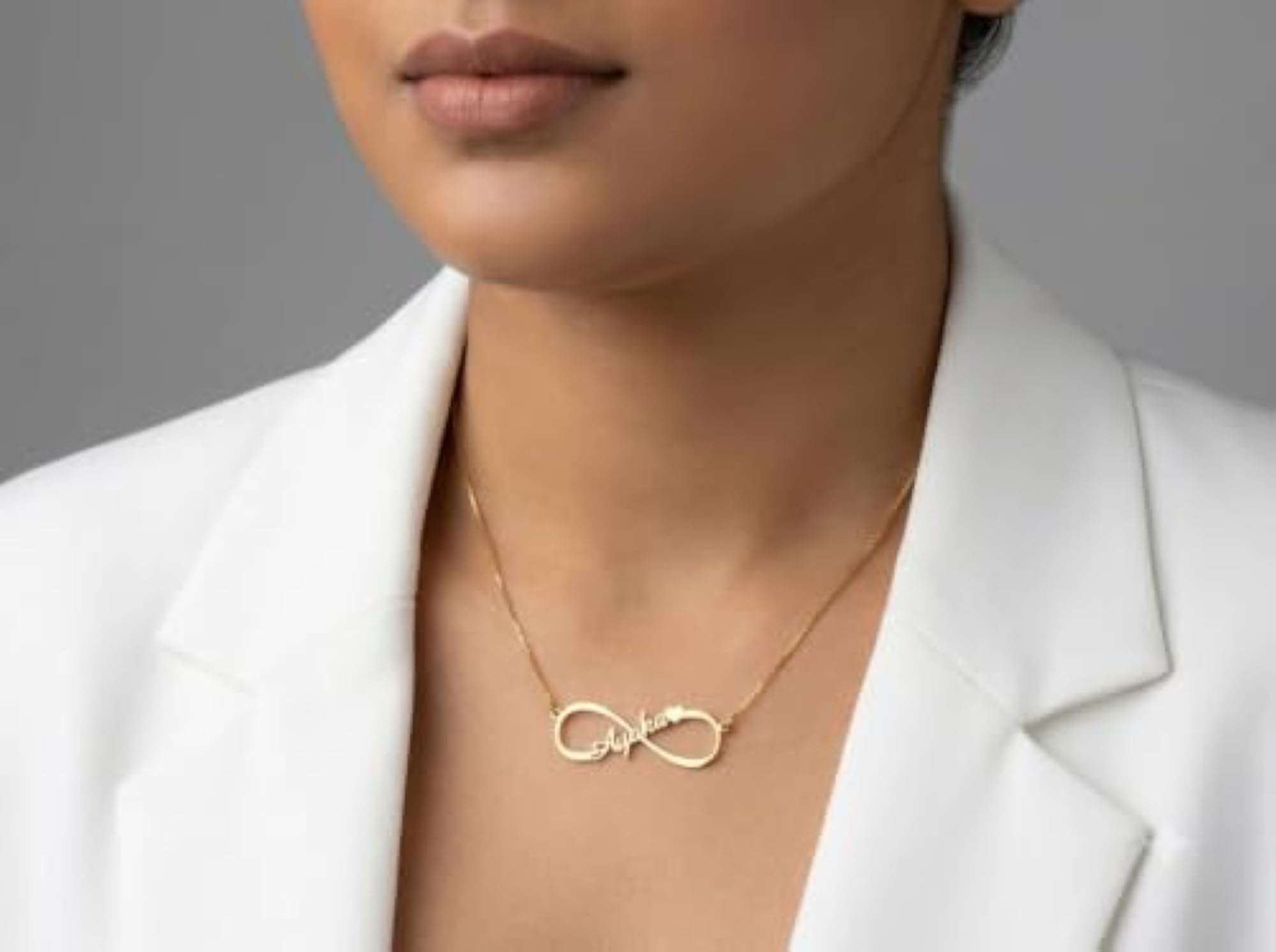 Infinity Single Necklace with Personalized Pendant, Gift for Her