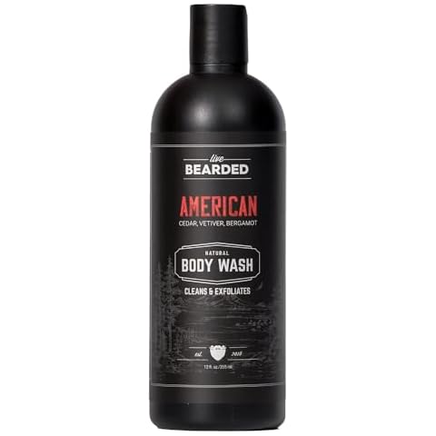 Live Bearded All-Natural Charcoal Body Wash for Men, Exfoliating Moisturizing Body Wash with Charcoal, Men’s Shower Gel - Cedar, Vetiver, Bergamot Cover