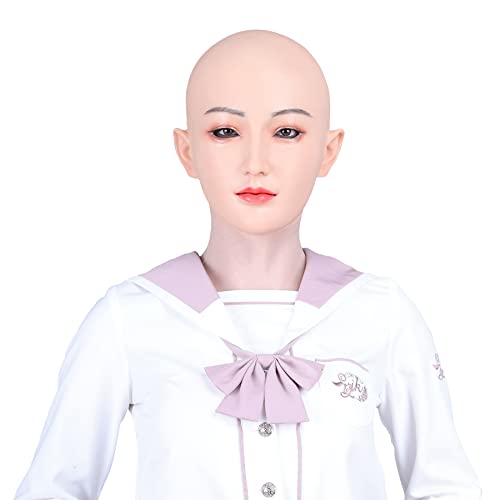 EQAIWUJIE Silicone Head Mask fake Face for Crossdresser Transgender Halloween Cosplay (Ivory)