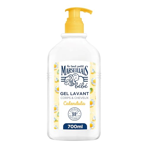Le Tout Petit Marseillais Bébé – Gel Douche Lavant Doux Corps & Cheveux Calendula (700 mL) – Respectueux des peaux sensibles dès la naissance – Testé sous contrôle pédiatrique et ophtalmologique