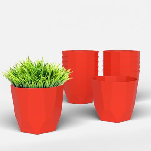 Image of YUCCABE ITALIA SHERA Hexa Plastic Planter Pot for Plants | Decorative Flower Pot | UV Protected Lightweight Indoor Outdoor Gamla for Home Decor, Balcony, Garden & Living Room