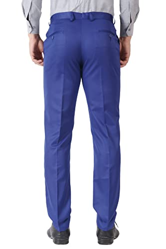 Image of MALENO Men's Slub Effect Solid Trouser | Classic Slim Fit Formal Trousers for Men | Slim Fit Trousers for Men