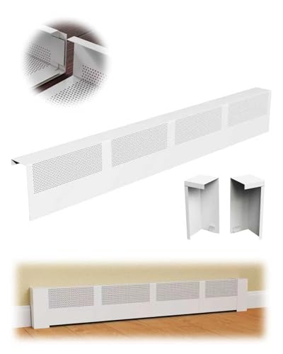 Baseboard Heater Covers 4Ft DIY Size Baseboard Cover with Endcaps for Replacing Old Hydronic Hot-Water Baseboard Radiator Covers Easy Slip-On and Rust Proof Baseboard Heat Front Cover for Home