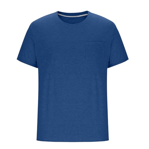 Mens Short Sleeve Shirts Casual with Pocket Regular Fit Crewneck Tee Athletic Moisture Wicking Summer Tops Vintage M-4XL3