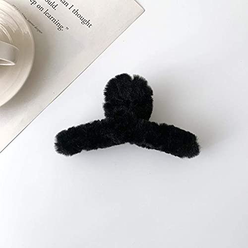 HKD SALES Soft Faux Fleece Fur S Curve Large Hair Clutcher/Hair Barrette Hair Clip/Hair Clips Claw/Clamp/Hair Pin/Fluffy/Hair Accessories, Random Color For Women & Girls Brand: HKD (PACK OF-1) 2