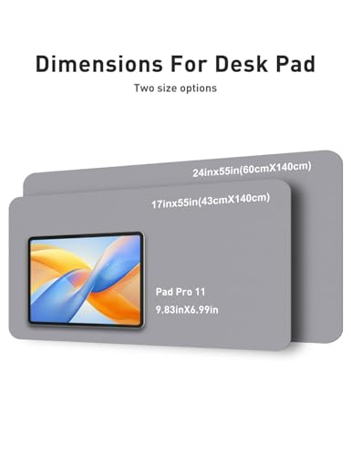 Image of Aothia Faux Leather Desk Mat - Non-Slip PU Leather Desk Blotter, Waterproof Writing Surface, Large Desk Pad for Office & Home (Light Grey, 55 inch x 17 inch)