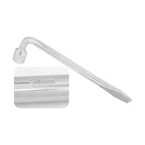 Image of 21mm Car Spare Tire Lug Wrench, Heavy Duty L-Type 45# Steel Repair Tool with Slotted Hex End for Spare Tire Replacement, Car Repair, Maintenance