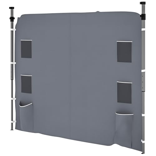 Outsunny Gazebo Side Panel Canopy Sidewall Panel with 4 Mesh Bags and 2 Storage Pockets for 3 x 3 m Straight Leg Pop Up Gazebos 1 Pack Sidewall Only Grey