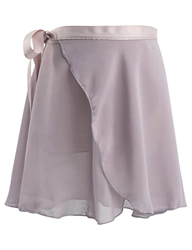 Daydance Light Grey Women Ballet Skirts Adult Sheer Chiffon Over Scarf for Dancing