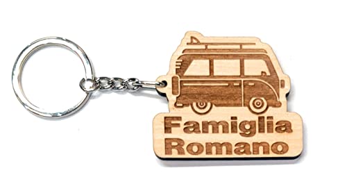 Portachiavi personalizzato in legno camper bulli