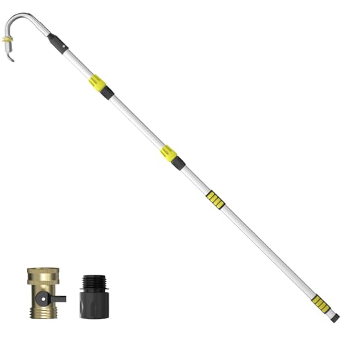 SISUPASSIE 24FT Reach Gutter Cleaning Tools from Ground, Telescopic Rain Gutter Cleaners Tool with Quick Connect Adapter and Heavy Duty Wand for 2nd Story House